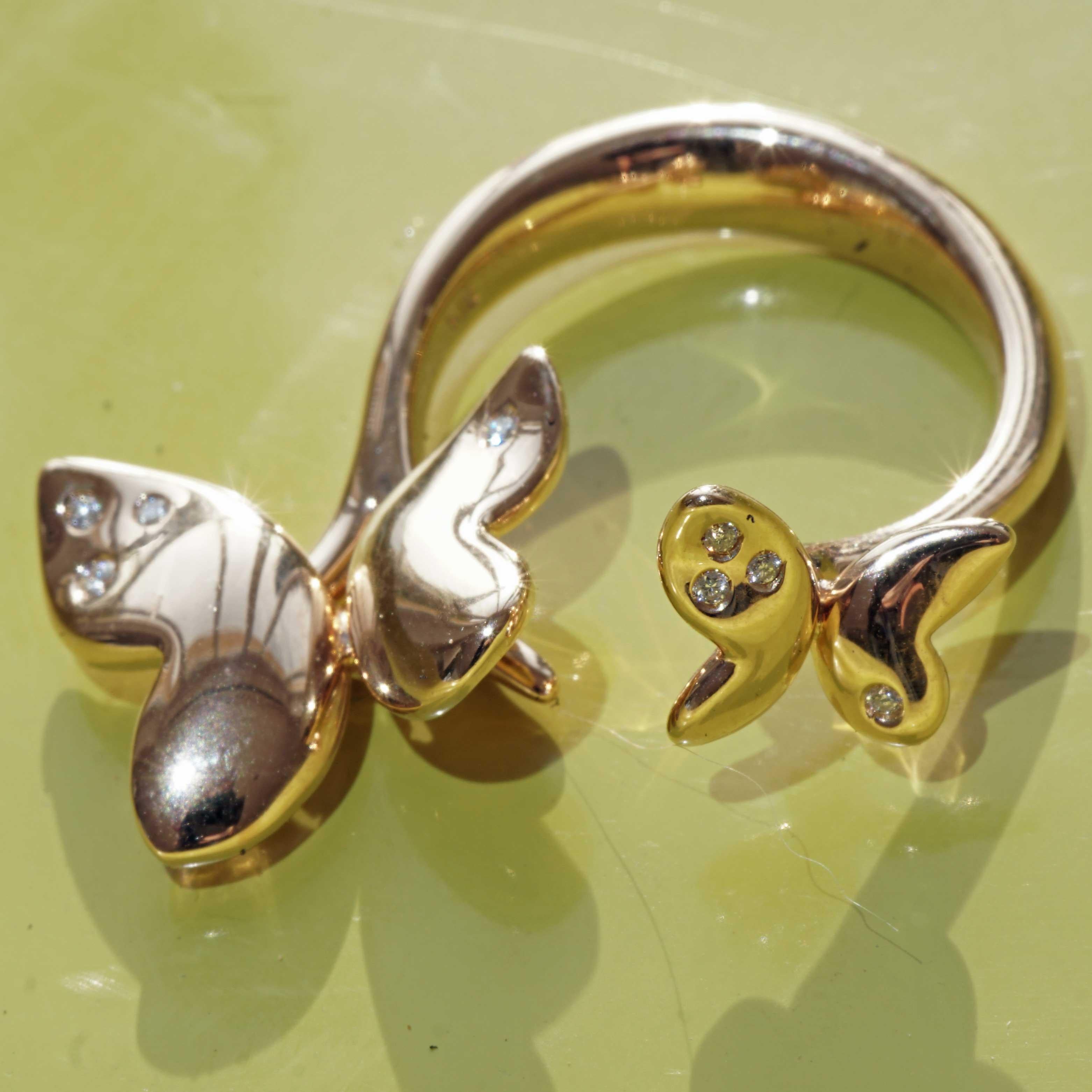 Butterfly Designer Ring fly Butterfly fly TW VVS-VS partially movable 27x13x12mm For Sale 3