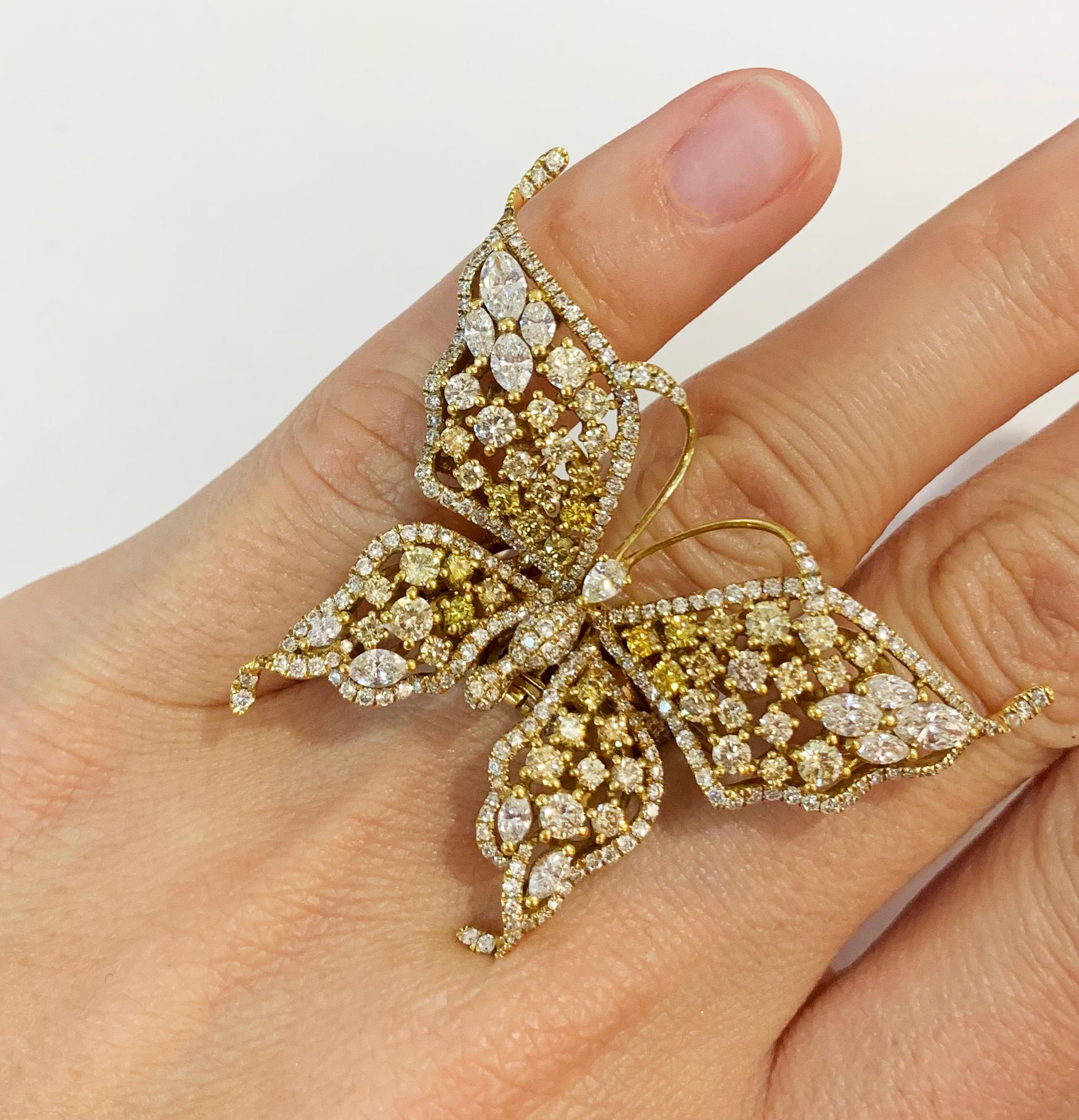 Bague papillon détachable avec diamants en vente 1