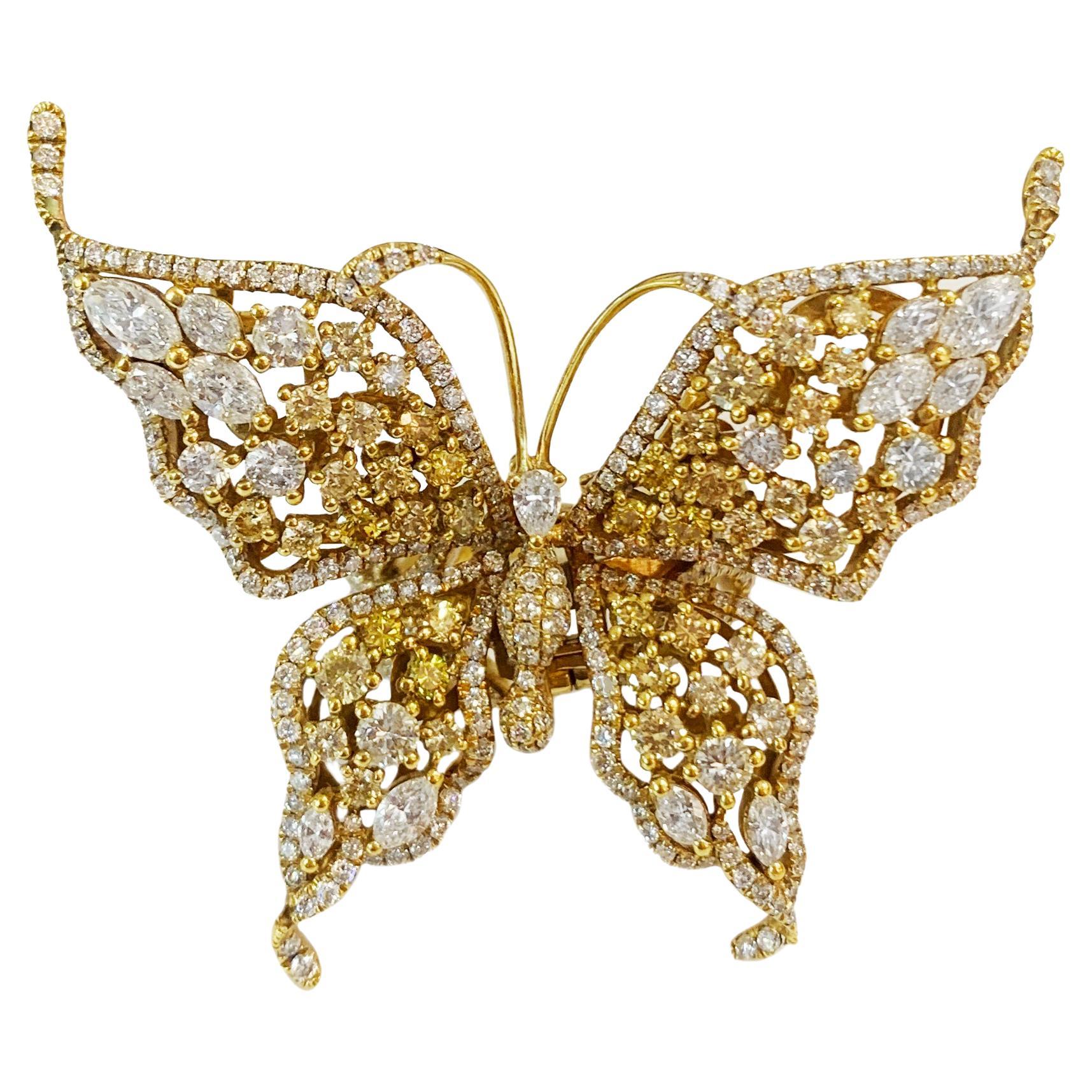 Bague papillon détachable avec diamants en vente