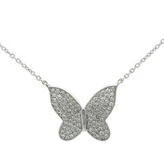 Butterfly Diamond 0.34CT Pendant Necklace 14K White Gold