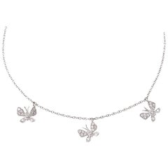 Butterfly Diamond 18 Karat White Gold Necklace