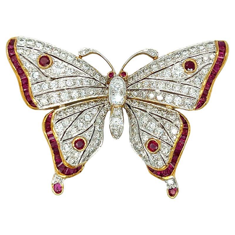 Diamond and Ruby Brooch at 1stDibs