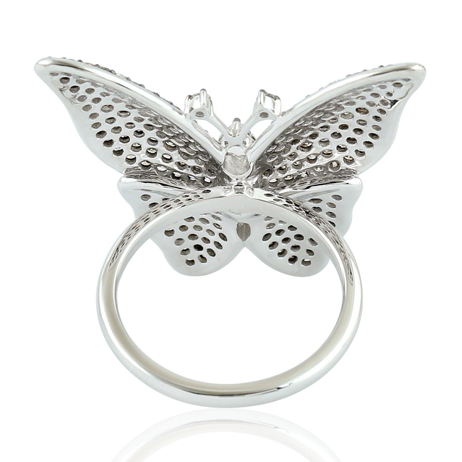 For Sale:  Butterfly Diamond Antique Style 18 Karat Gold Ring 3