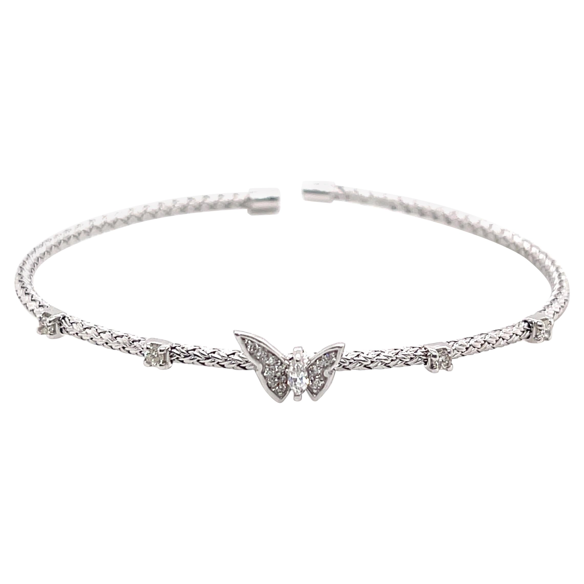 Farfalla con diamante Bangle in oro bianco