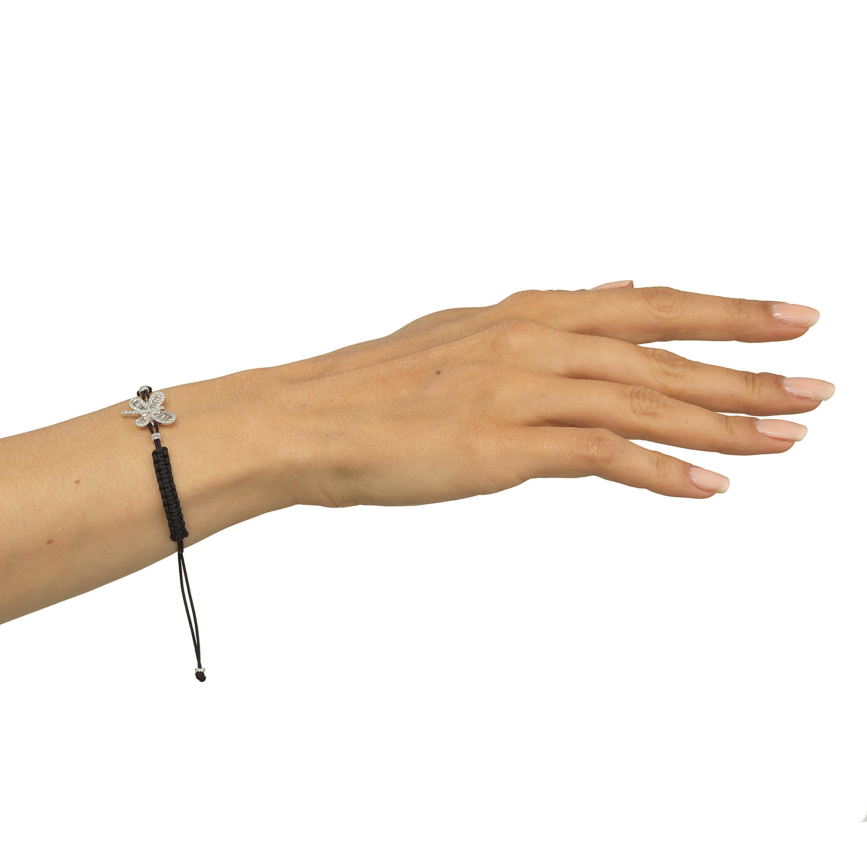 Schmetterling-Diamant-Armband aus 18 Karat Weißgold (Baguetteschliff)