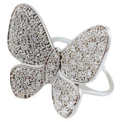 Butterfly Diamond Cocktail Ring in 14K White Gold, 1.51 Carats