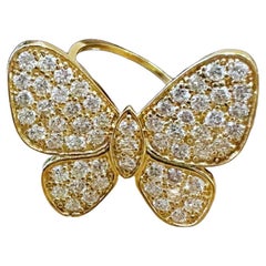 Butterfly Diamond Cocktail Ring in 14K Yellow Gold, 1.51 Carats
