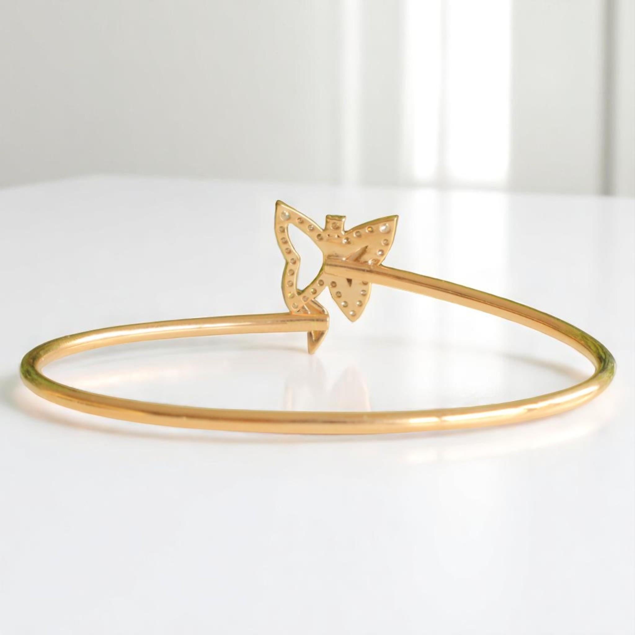 Bracelet manchette papillon en or massif 14k (certifié) Pour femmes en vente