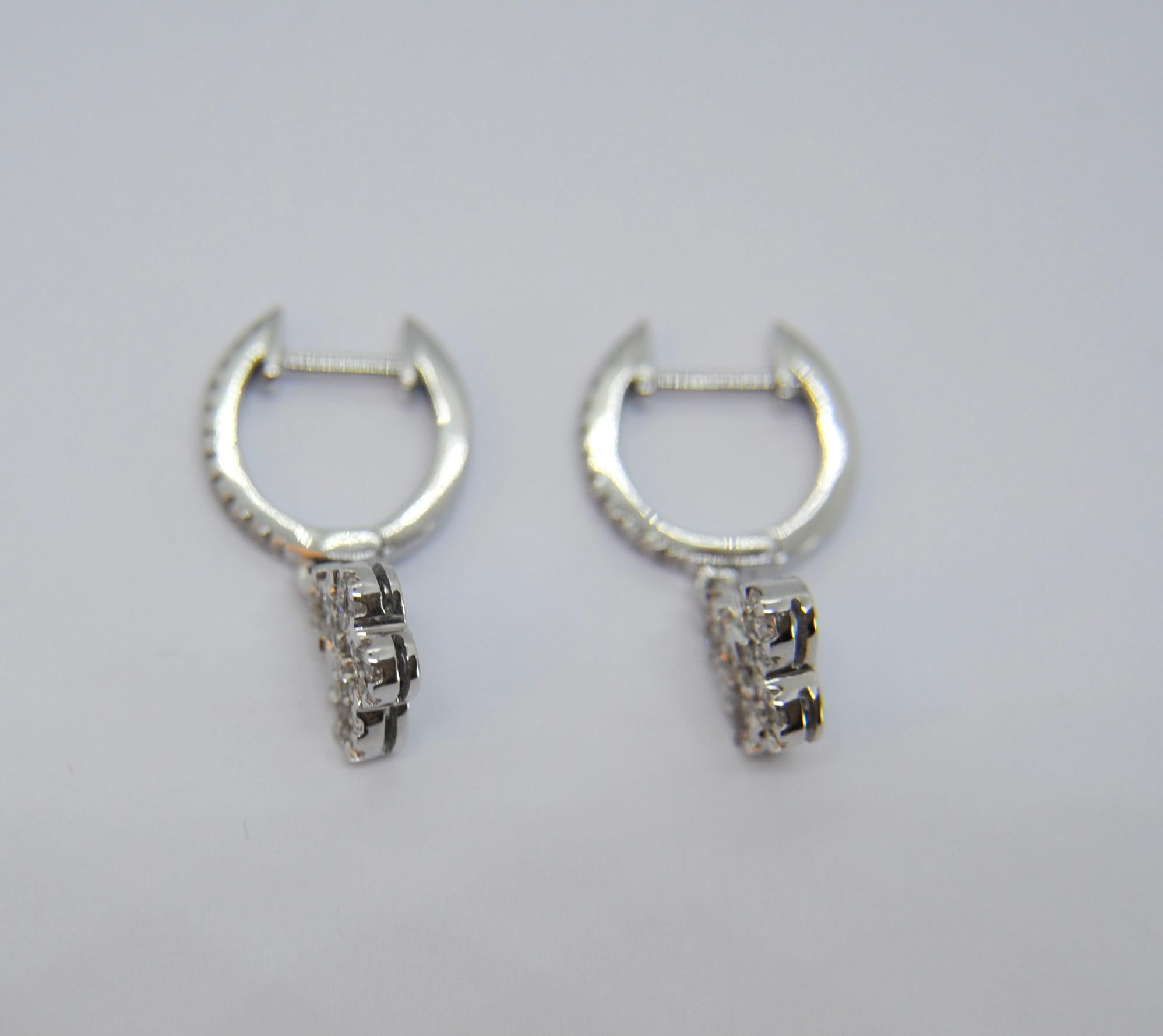 Brilliant Cut Butterfly Diamond Dangle Earrings in 18 Karat White Gold For Sale