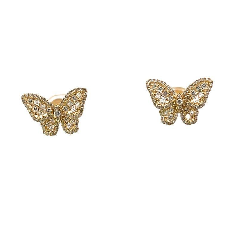 Modern Butterfly Diamond Earring 1.75CT 18K yellow gold For Sale