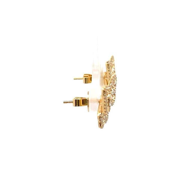 Baguette Cut Butterfly Diamond Earring 1.75CT 18K yellow gold For Sale