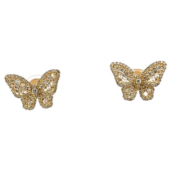 Butterfly Diamond Earring 1.75CT 18K yellow gold For Sale