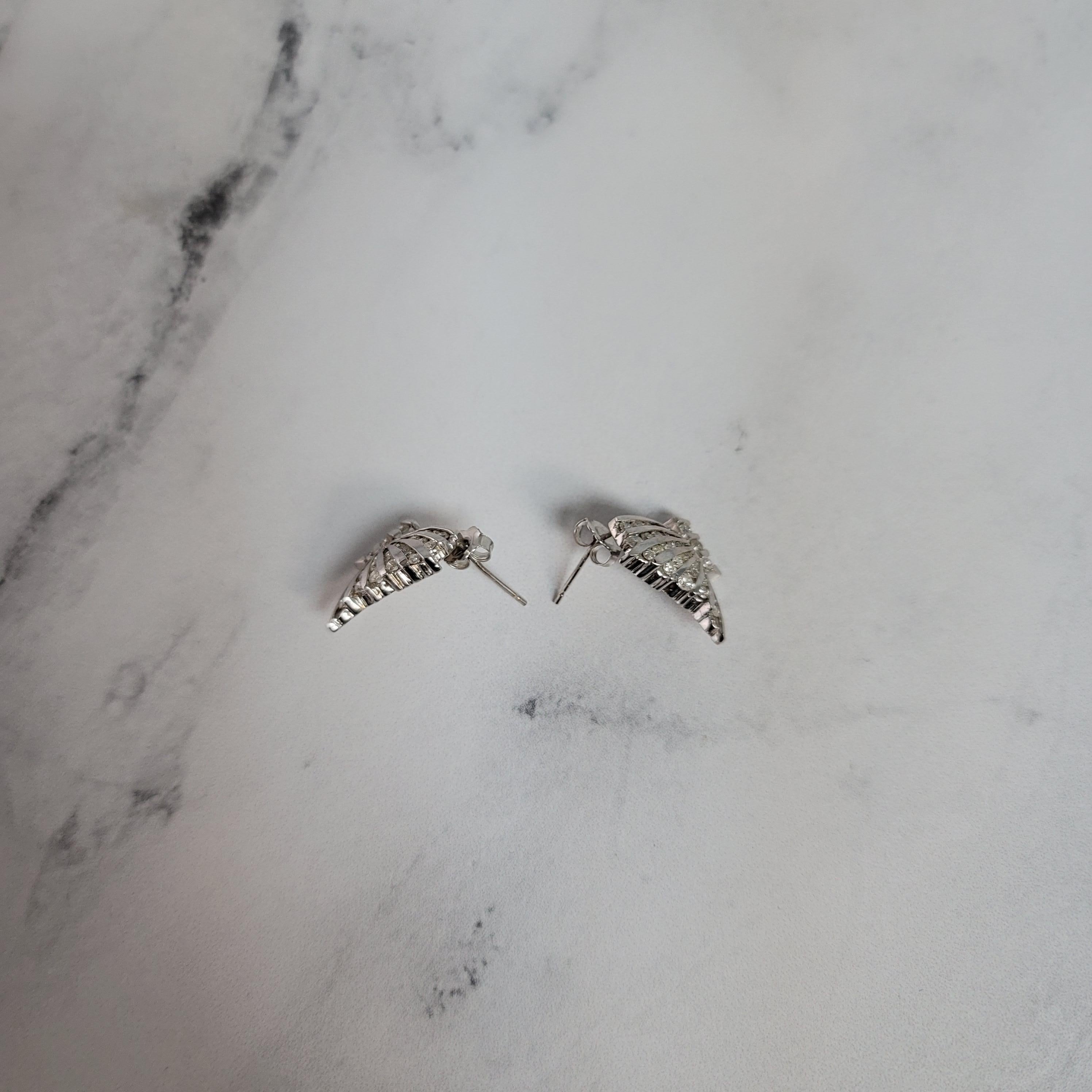 Women's or Men's Butterfly Diamond Earrings 1.00cttw 14K White Gold For Sale