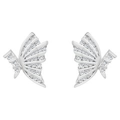 Butterfly Diamond Earrings 1.00cttw 14K White Gold