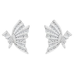 Butterfly Diamond Earrings 1.00cttw 14K White Gold