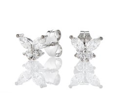 Butterfly Diamond Earrings 14K White Gold