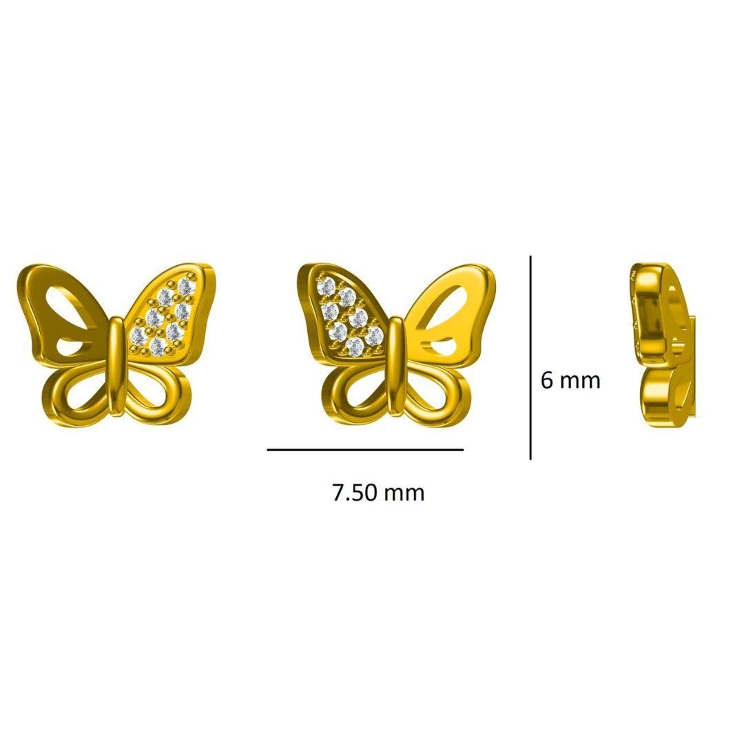 Butterfly Diamond Earrings for Girls (Kids/Toddlers) in 18K Solid Gold In New Condition For Sale In New Delhi, DL