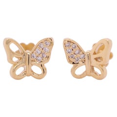 Butterfly Diamond Earrings for Girls (Kids/Toddlers) in 18K Solid Gold