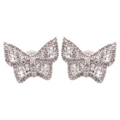 Butterfly Diamond Earrings in 14k White Gold