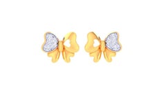Butterfly Diamond Kids Earrings, 18k Gold