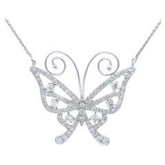 Butterfly Diamond Necklace 18k White Gold