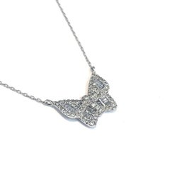 Butterfly Pendant Diamond Necklace in 14k White Gold, 0.26ct Diamonds