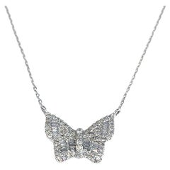 Butterfly Diamond Necklace in 14k White Gold