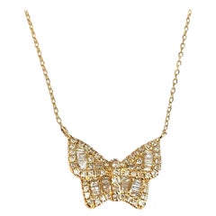 Collar de Diamantes Mariposa en Oro Amarillo de 14k