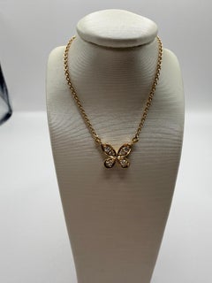 Butterfly diamond pendant necklace 18KT gold dainty necklace