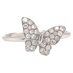 Diamantring mit Schmetterling, 18 Karat Weißgold 0,45 Karat gesamt