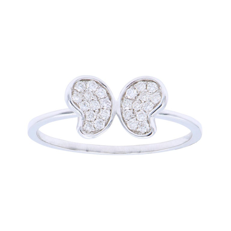 18K White Gold Butterfly Diamond Ring For Sale