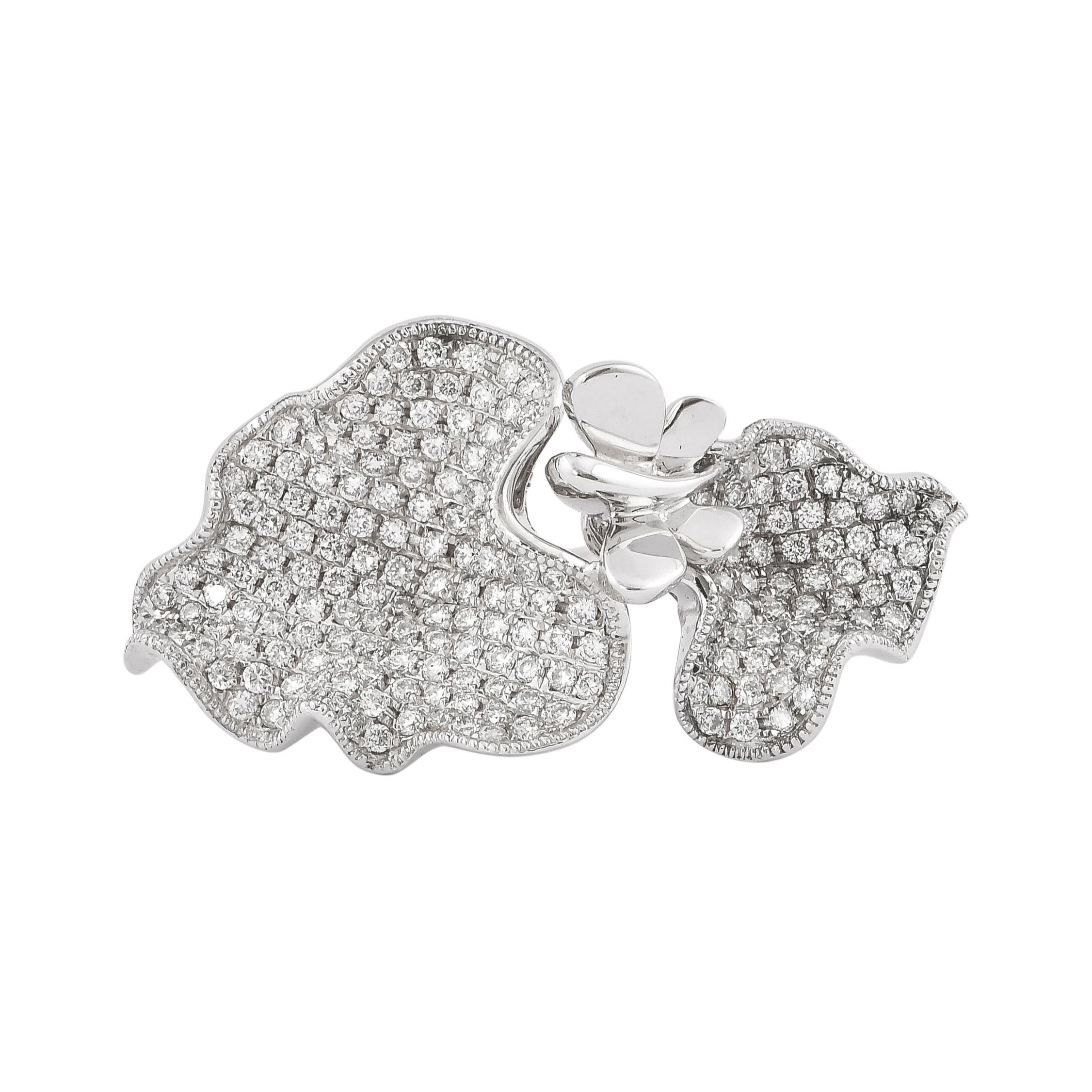 Bague papillon en or blanc 14 carats et diamants