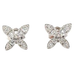Butterfly Diamond Stud 18K White Gold Earrings for Her