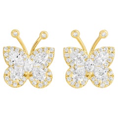 Schmetterlings-Diamant-Ohrstecker 1,61 Karat insgesamt 18K Gelbgold