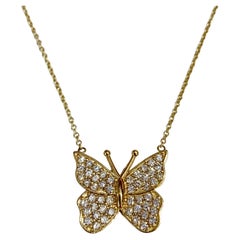 Schmetterling Diamant Halskette für Frauen in Gelbgold