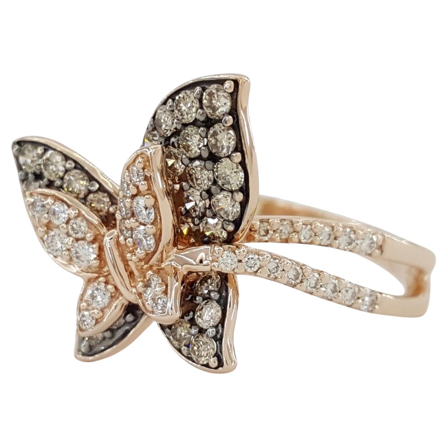 Modern Butterfly Engagement Pink Gold Statement Ring  For Sale