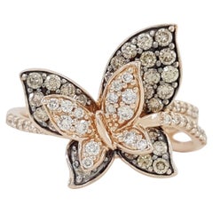 Butterfly Engagement Pink Gold Statement Ring 