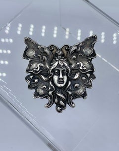 Butterfly Fairy Maiden Brooch Rare Art Nouveau Unger Brothers Sterling Silver