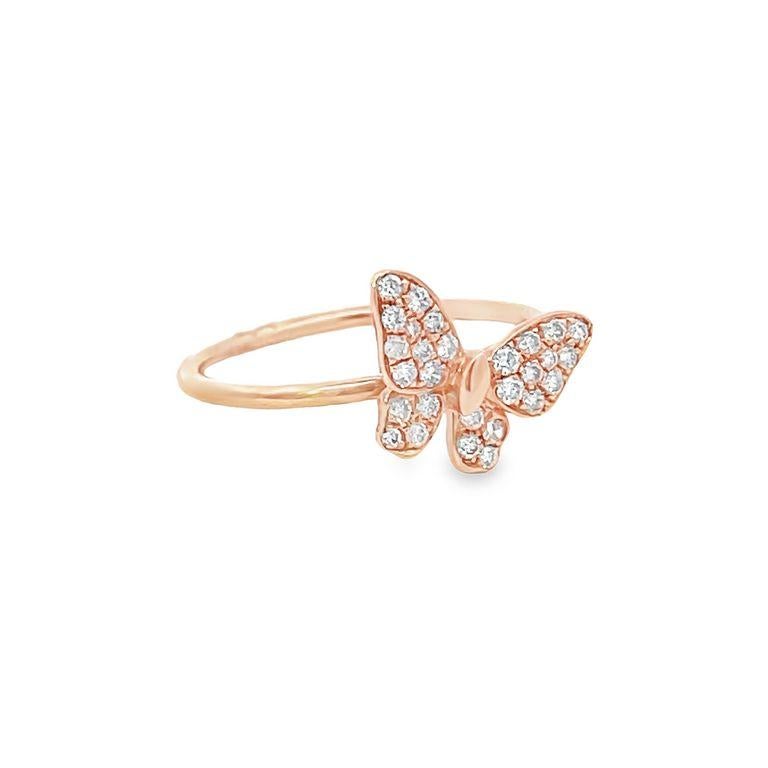 Modern Butterfly Fashion Diamond Ring .25CT 18K RG For Sale