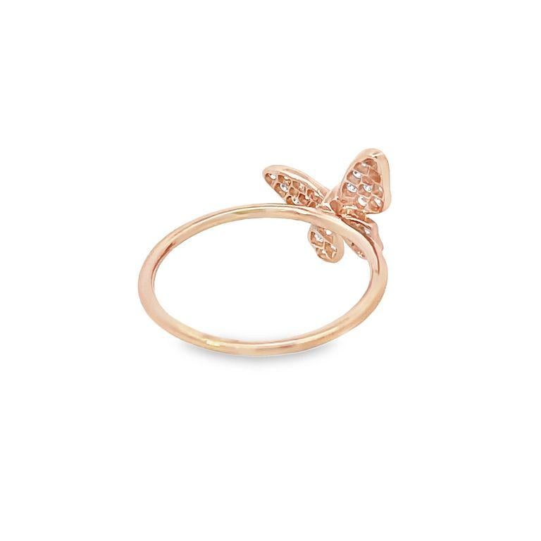 Butterfly Fashion Diamond Ring .25CT 18K RG In New Condition For Sale In New York, NY