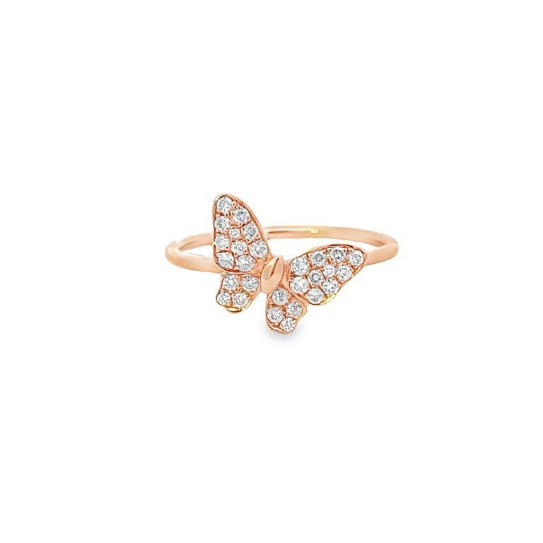 Women's Butterfly Fashion Diamond Ring .25CT 18K RG For Sale