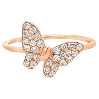 Butterfly Fashion Diamond Ring .25CT 18K RG For Sale