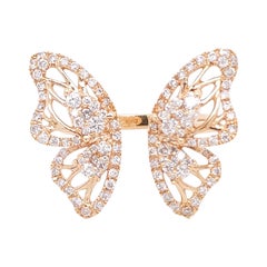 Butterfly Fashion Ring, 18 Karat Rose Gold with One Carat of Diamonds
