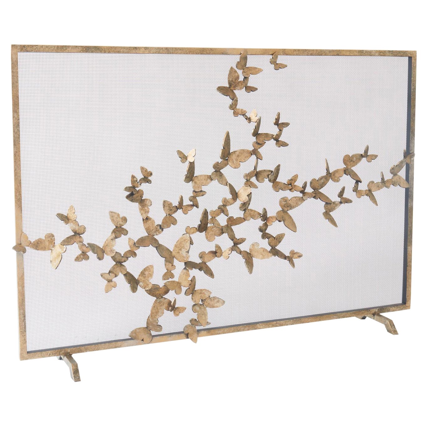 Butterfly Fire Screen in Aged Gold