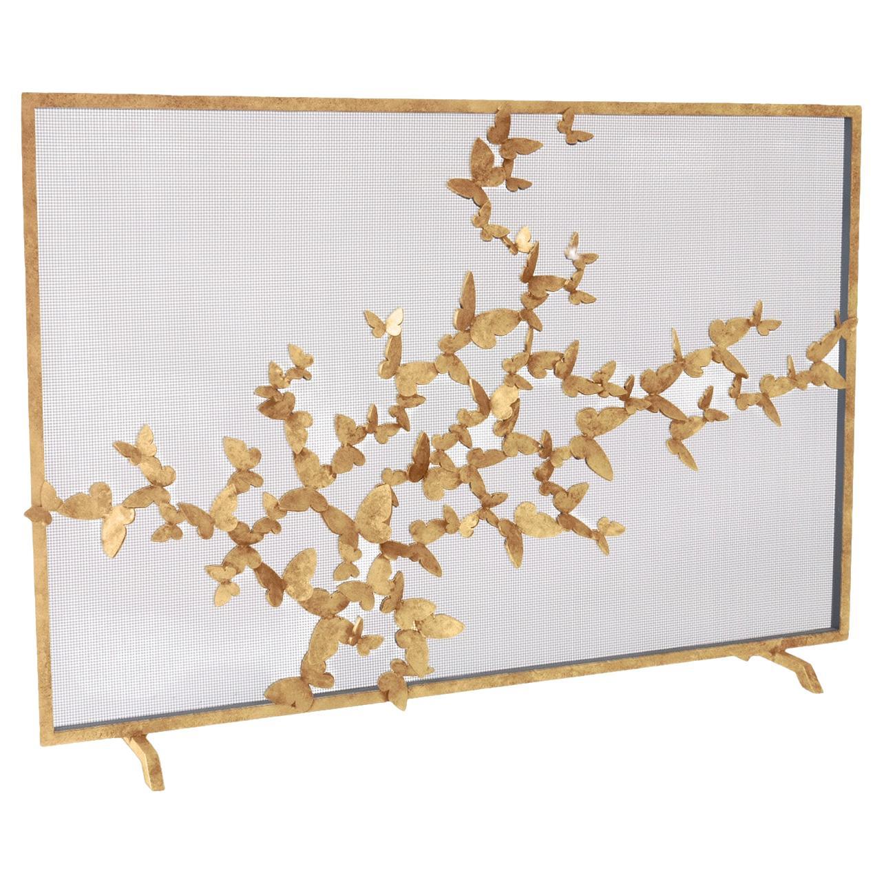 Butterfly Fire Screen in Brilliant Gold For Sale