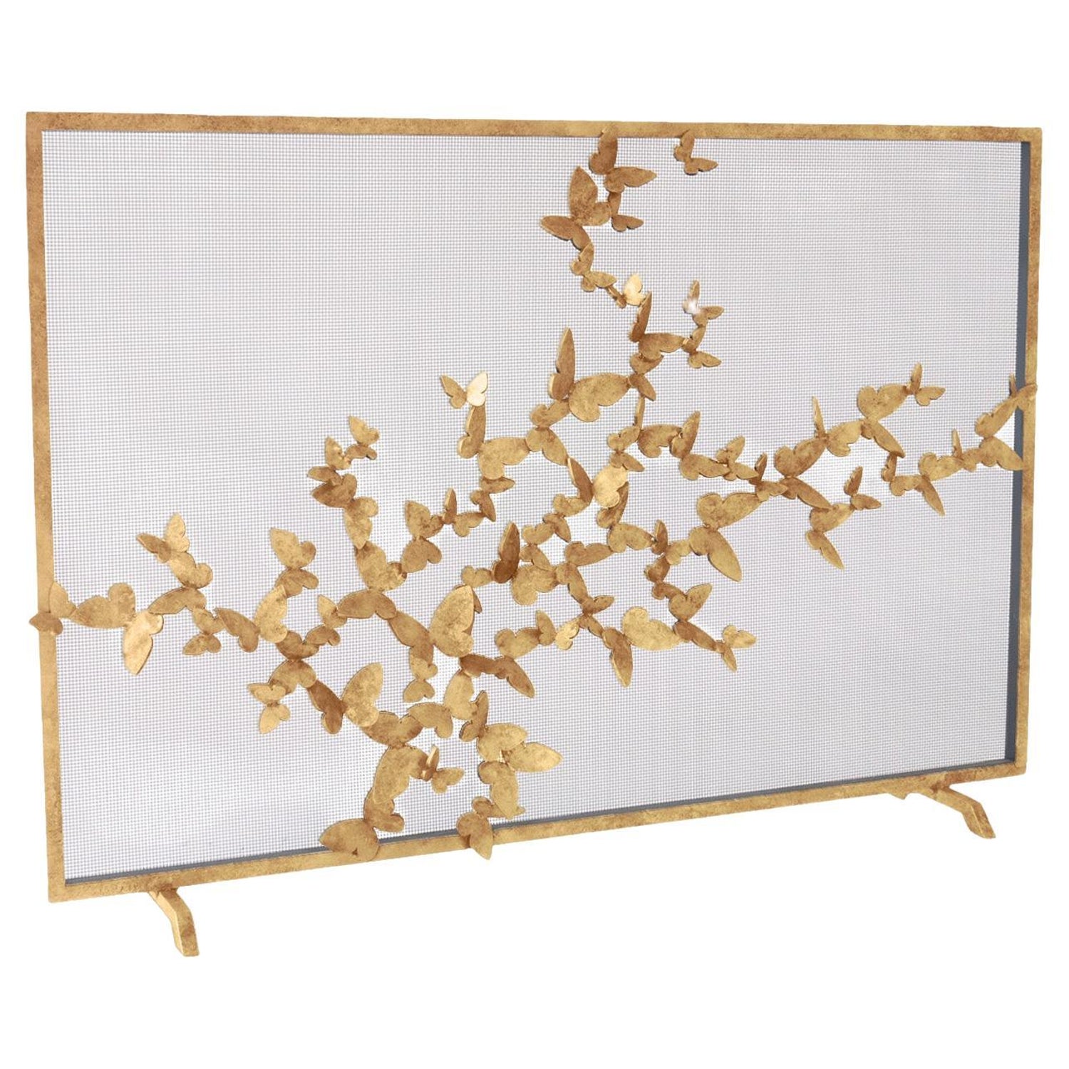 Butterfly Fire Screen in Aged Silver For Sale at 1stDibs