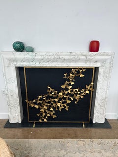 Butterfly Fireplace Screen in Aged Gold, Ready To Ship