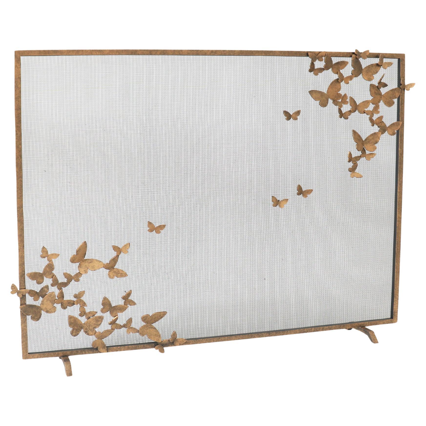 Butterfly Fireplace Screen, Lighter Version in Brilliant Gold For Sale at  1stDibs