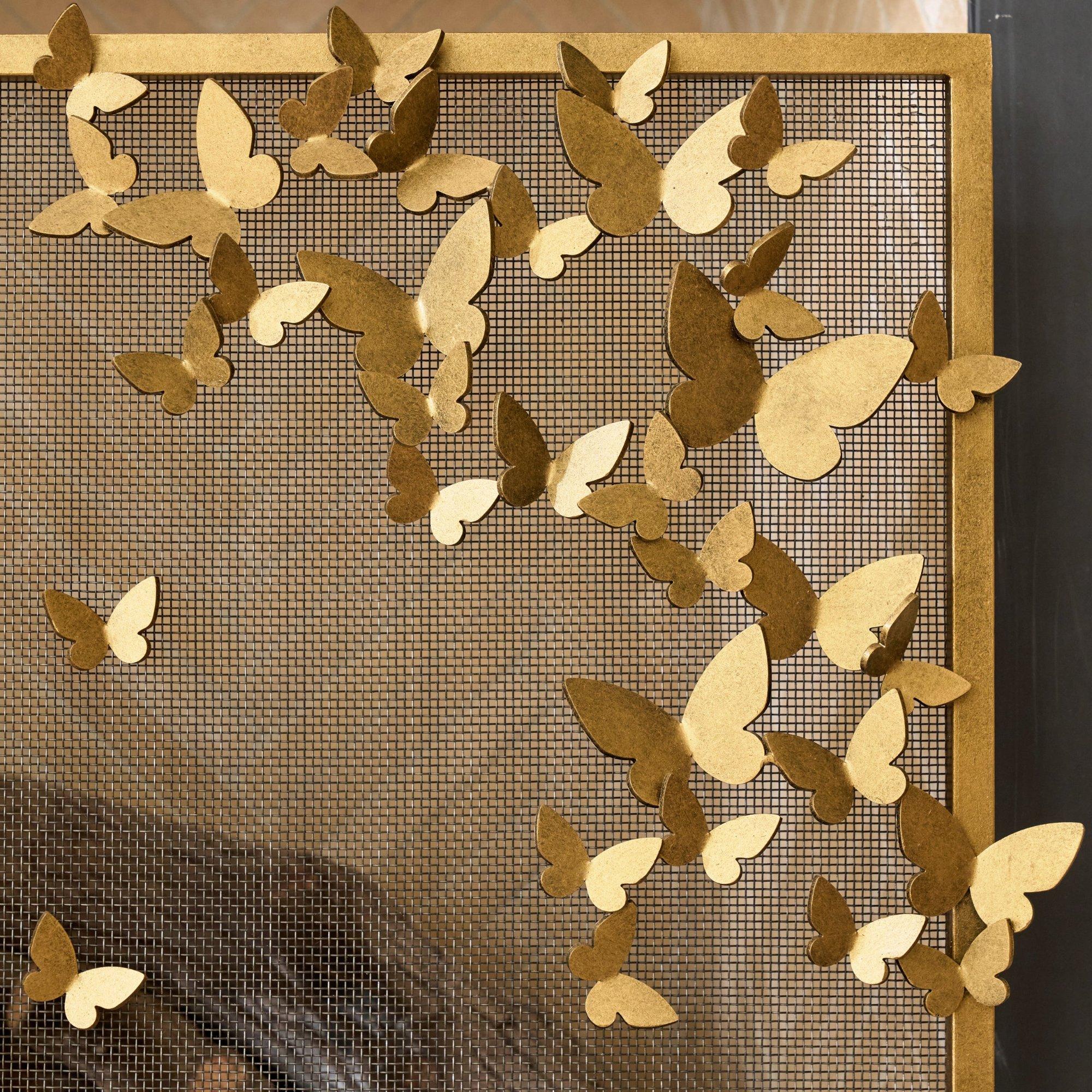 Butterfly Fireplace Screen, Lighter Version in Aged Silver For Sale 4