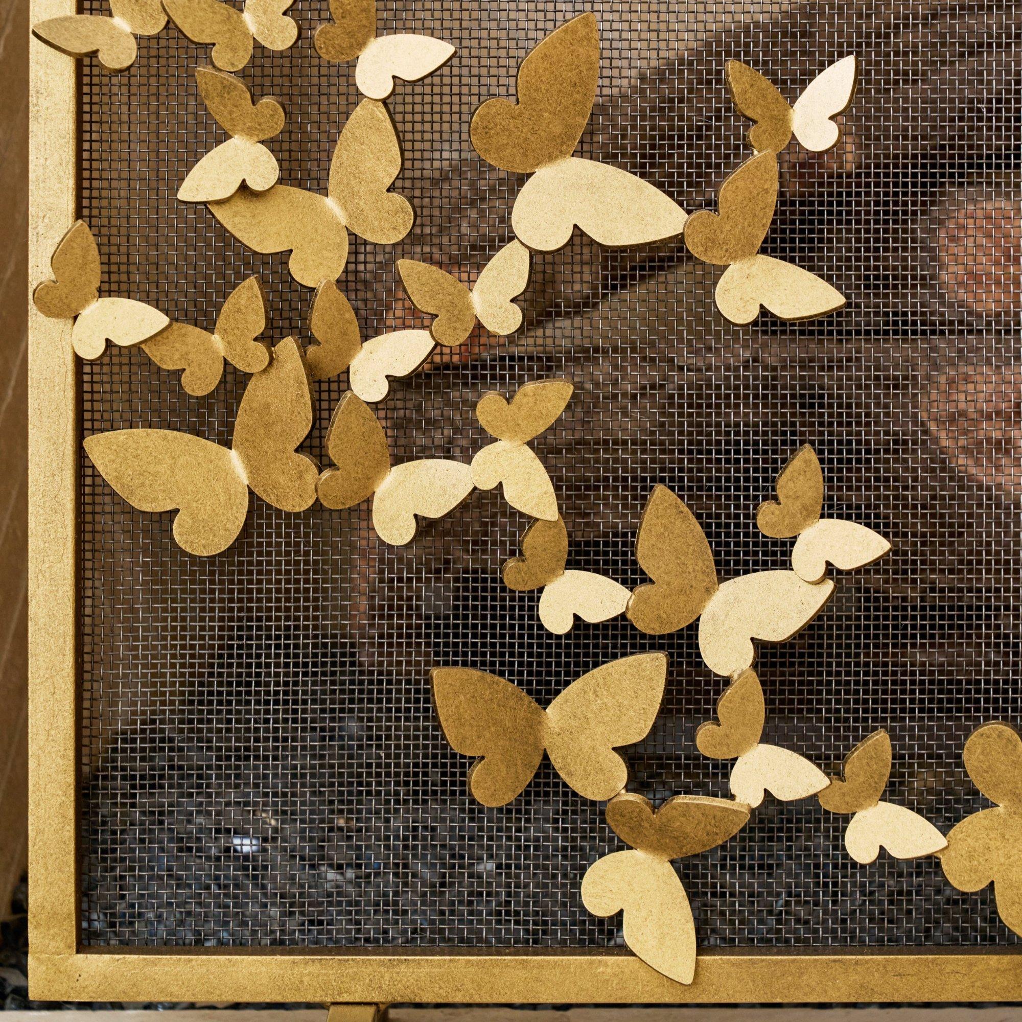 Butterfly Fireplace Screen, Lighter Version in Aged Silver For Sale 3